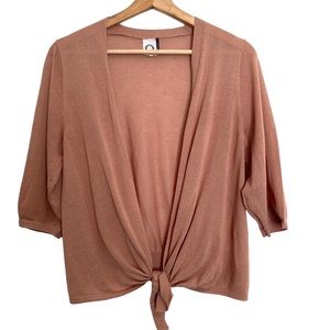 ANTHROPOLOGIE Akemi + Kin Dusty Pink Tie Front Cardigan, O/S